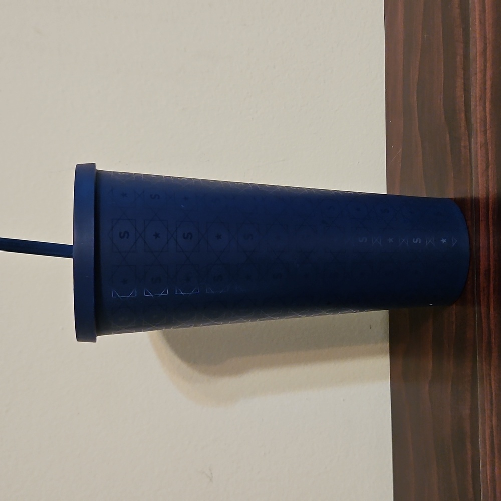 Starbucks 24 oz Matte Navy Blue - S and Star Pattern LOGO Tumbler With Straw